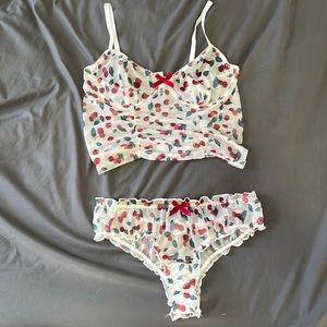 Ruffled Cherry Lingerie Set